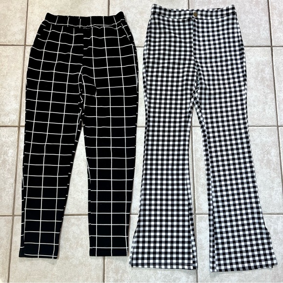 NWOT 2 Pairs SHEIN Black & White Stretchy Pull-On Pants - Picture 2 of 12